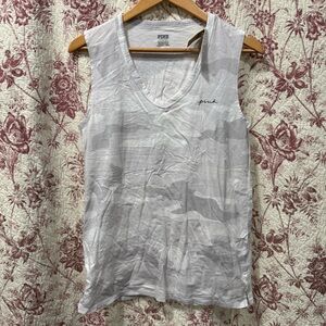 PINK Victoria’s Secret Camo Tank Top White XS NWT